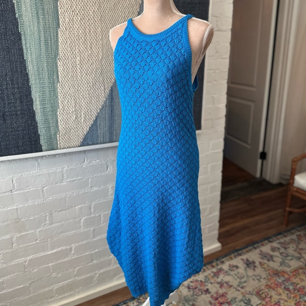 Eliza J Blue Crochet Halter Maxi Dress - Picture 5 of 8
